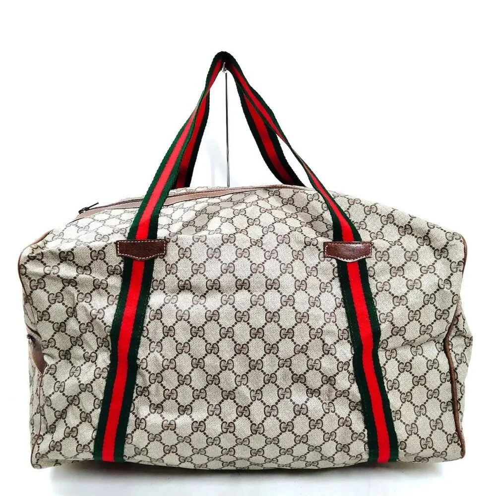 Vintage Gucci Boston Duffel Bag Sherry Line Brown PVC 3951415